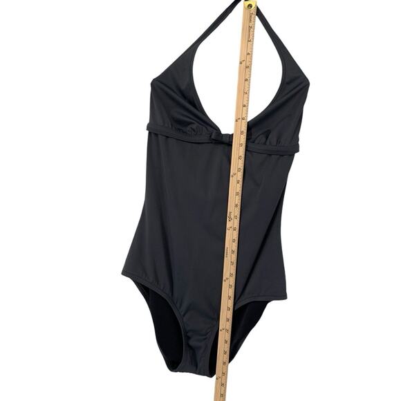J Crew Halter Swimsuit One Piece Gray Bow Front Size 14 - Picture 3 of 9